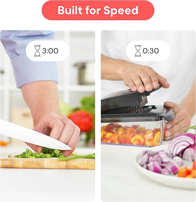Fullstar The Original Pro Chopper - Vegetable Chopper and Spiralizer, Food Chopper with Container, Fruit Slicer, Kitchen Gadgets & Gifts, Home Essentials (7 in 1, Black)