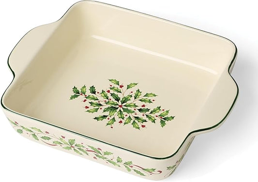 Lenox 898091 Holiday Square Baking Dish, Christmas, Festive Kitchen Decor