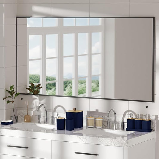 Bathroom Accessory Set - Navy Blue Bathroom Set, 12PC Bathroom Accessories Set, Blue Bathroom Accessories Set, Mini Trash Can, Toilet Brush, Trash Can & Soap Dispenser
