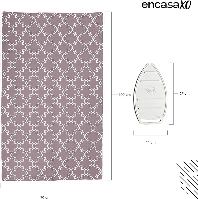 Encasa XO Ironing Mat/Pad (Large 48"x28") with 3mm Padding & Silicone Iron Rest for Steam Pressing on Tabletop or Bed - Heat Resistant, Portable, Quilting & Travel Blanket - Mauve Tiles