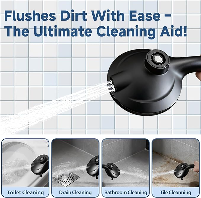 Filtered Handheld Shower Head with Chlorine Filter - 10 High Pressure Spray Modes, Magnetic Mount, 71-Inch Hose, Water Saving & Easy Install (Matte Black)