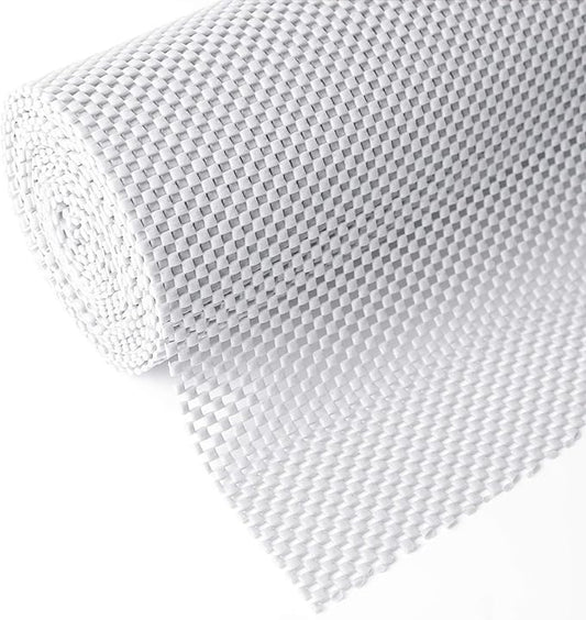 Shelf Cupboard Liner, Cabinet Drawer Liners Non Adhesive 12 Inches x 20 Feet for Kitchen Cabinets, Strong Grip Durable Non Slip for Storage Desks Kitchenware Tableware, Easy to Install, White