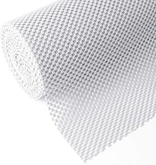 Shelf and Drawer Liner, Non-Adhesive Non Slip and Grip Durable Clean Pad Full Size 17.7 Inches x 20 Feet for Drawers, Shelves, Cabinets, Storage, Kitchen, Desks, Kitchenware, Tableware, White
