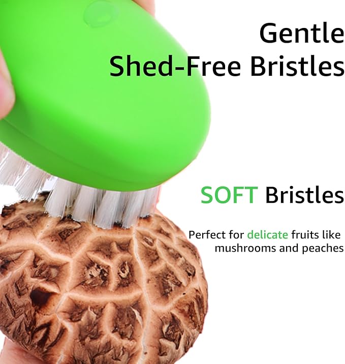 Vegetable Brush – Dual Bristles Veggie Brush & Non-Slip Grip Potato Scrubber for Root Vegetables Fruit and Vegetable Brush • Your Kitchen Essential (Green 2-Pack)