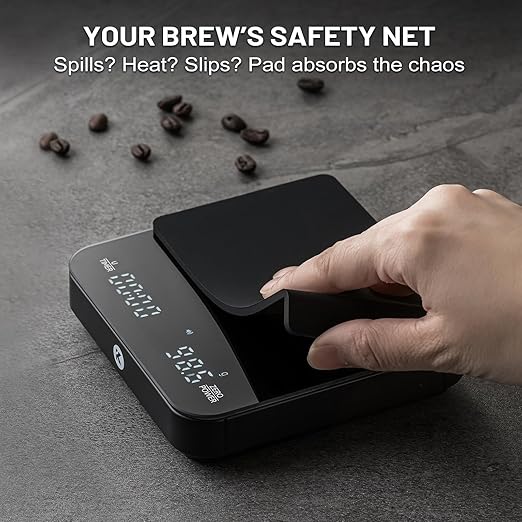 KitchenTour CaféMetric Coffee Scale with Timer 0.1g/2000g - Precision Scale for Espresso & Pour Over - Water Flow Speed Mode and Coffee Powder-to-Liquid Ratio Mode - Rechargeable, LED Display - Black