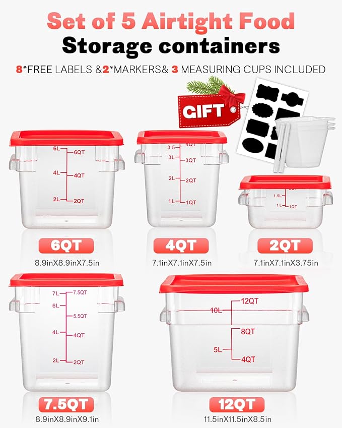 22 QT Commercial Food Storage Containers: 2PCS [Sous Vide] [NSF Certified] Clear Sous Vide Container with Lids Scales Handles for Home Restaurant Kitchen Storage Dough Proofing New3