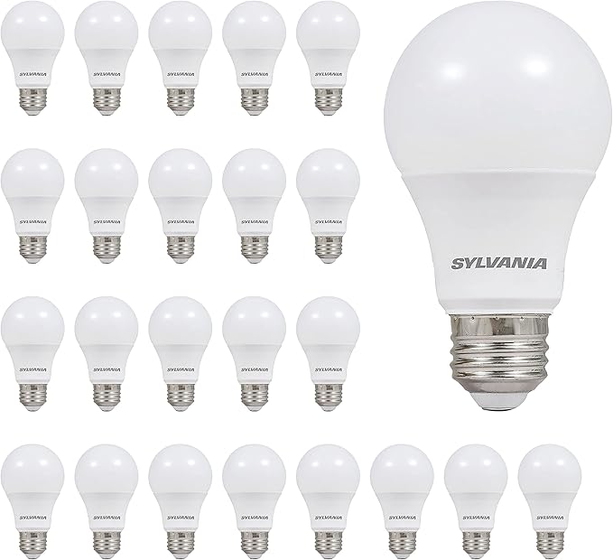 Sylvania LED Light Bulb, 75W Equivalent A19, Efficient 12W, Medium Base, Frosted Finish, 1100 Lumen, Soft White - 24 Pack (41300)