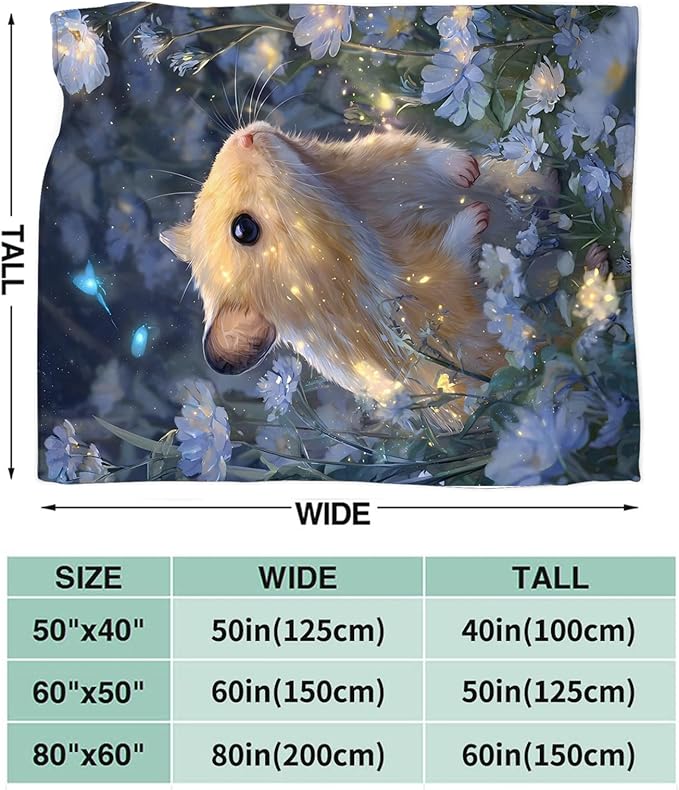 Hamster Blanket Gifts for Girls Boys Cute Animal Lover Throw Cozy Plush Fleece Flannel Lightweight Fuzzy Blankets for Women Men 60"X50"