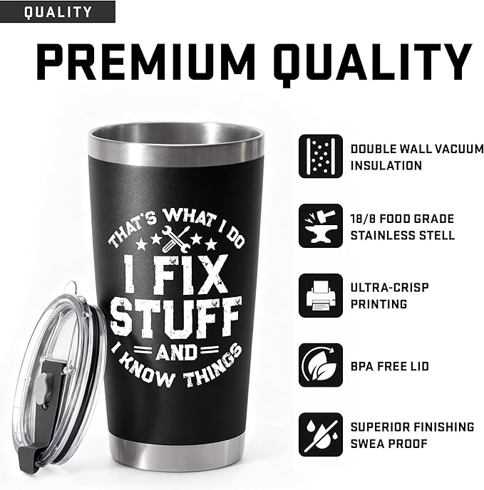 Christmas Gifts for Men, Dad - Birthday Gifts for Mens Unique, Dads Birthday Gift Ideas - Stocking Stuffers for men - 20Oz Men Tumbler Stainless Steel for Father's Day, Christmas, Birthday