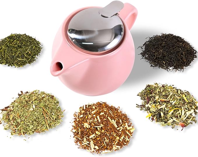 Small Ceramic Teapot With Stainless Steel Infuser, Heat Resistant, Perfect Tea Maker, Pink Teapot 350ml/12.0oz