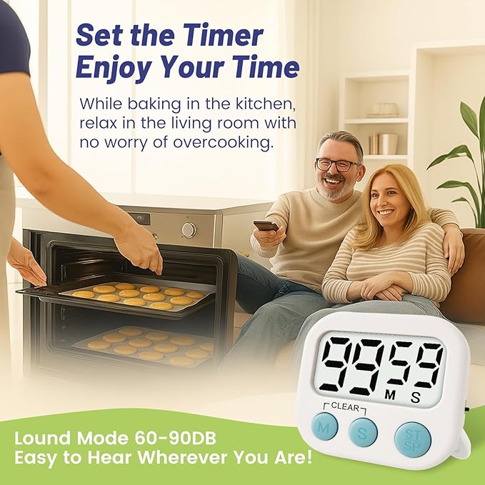 12 Pcs Digital Timer for Kids, Magnetic Countdown Kitchen Timer, Upgrade Loud Alarm Timers for Cooking, Kitchen, Exercise, Work, Study, Classroom, Outdoor Activities, Battery not Including