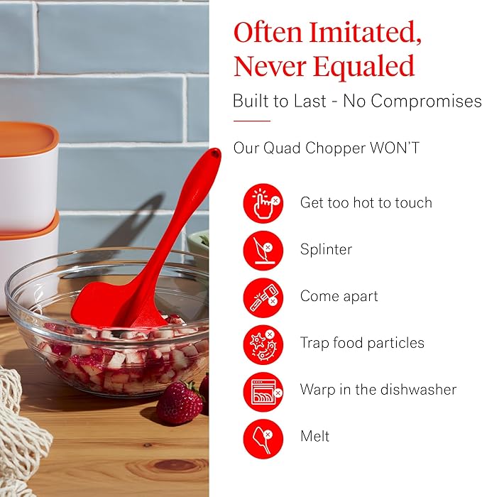 GIR: Get It Right Premium Silicone Quad Meat Chopper - 4 Blade Design - Kitchen Tools Meat Smasher for Ground beef, Potato Mash and Hamburger - Ultimate - 12 IN, Red