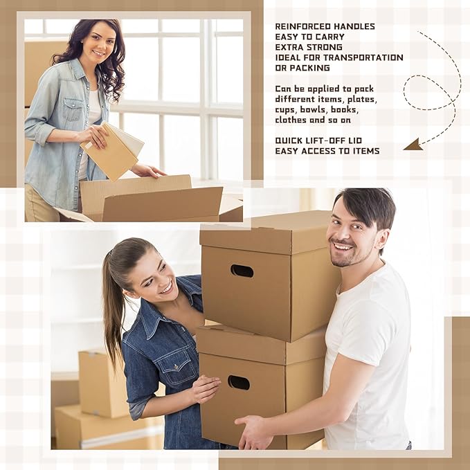8 Pack Wine Glass Moving Boxes Kitchen Moving Boxes with Handle Kitchen Kit with Lid for Dish Glassware (24 x 12 x 11 Inches)
