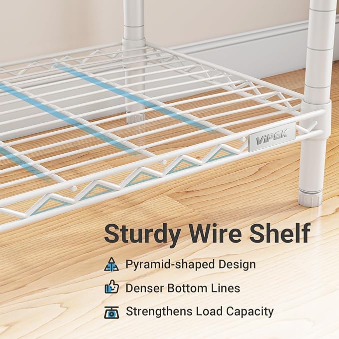 VIPEK Classic V6 Wire Garment Rack 5 Tiers Heavy Duty Clothes Rack for Hanging Clothes, Wardrobe Racks Compact Large Metal Clothing Racks Freestanding Closet Storage Racks, Max Load 850LBS, White