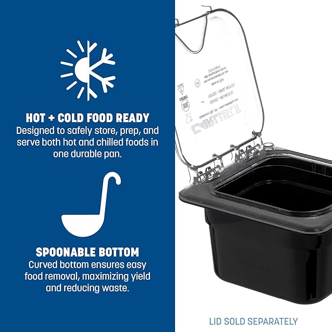 Carlisle FoodService Products 3068403-E Plastic Food Pan, 1/6 Size, 4 Inches Deep, Black