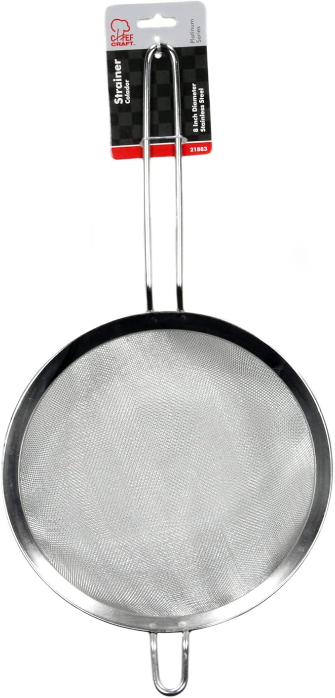 Chef Craft Select Mesh Strainer, 8 inch diameter, Stainless Steel