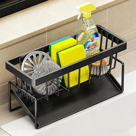 Sponge Holder for Kitchen Sink, Caddy Storage Rack Organizer Countertop Rustproof, Soap Dispenser Kitchen Organizers and Storage