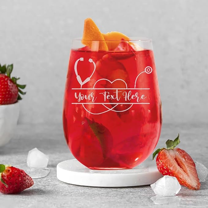Custom Engraved Wine Glass - Personalized Nurse Gifts, Graduation Gift for Nurses Week Retirement Graduation Appreciation Present for School Nursing Student RN Practitioner (Wine, Nurse)