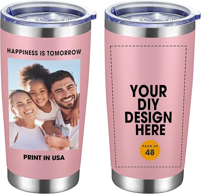 Personalized Coffee Tumbler Print in USA 20oz Stainless Steel Double Wall Insulated Coffee Cup With Text Photo Logo
