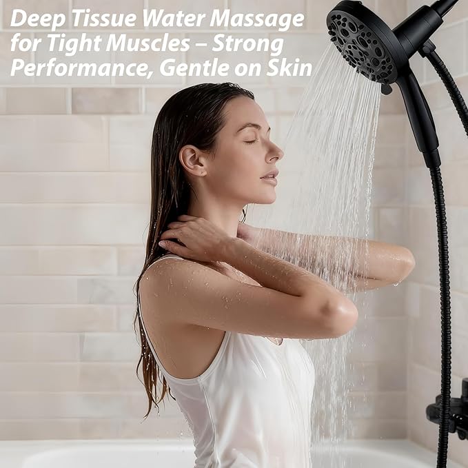 Filtered Handheld Shower Head with Chlorine Filter - 10 High Pressure Spray Modes, Magnetic Mount, 71-Inch Hose, Water Saving & Easy Install (Matte Black)