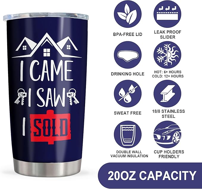Christmas Realtor Gifts - Real Estate Agent & Closing Gifts for Women & Men, Realtor Supplies - 20oz Tumbler
