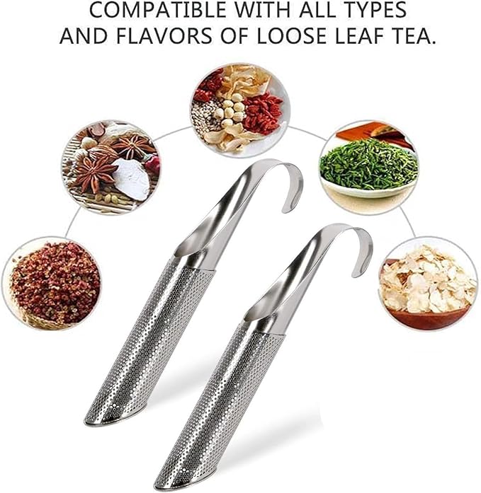 Stainless Steel Tea Diffuser & Strainers - 2PCS Long-handle Filters for Loose Leaf Tea, Coffee, Spices