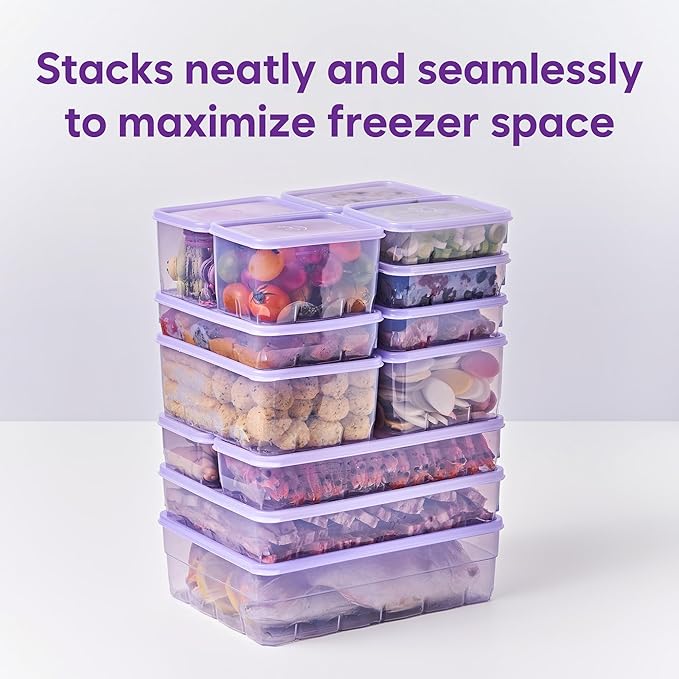 Twist-Release Freezer Containers,24 Pack Flexible When Frozen | Anti-Break, BPA-Free, Stackable | Made in Korea