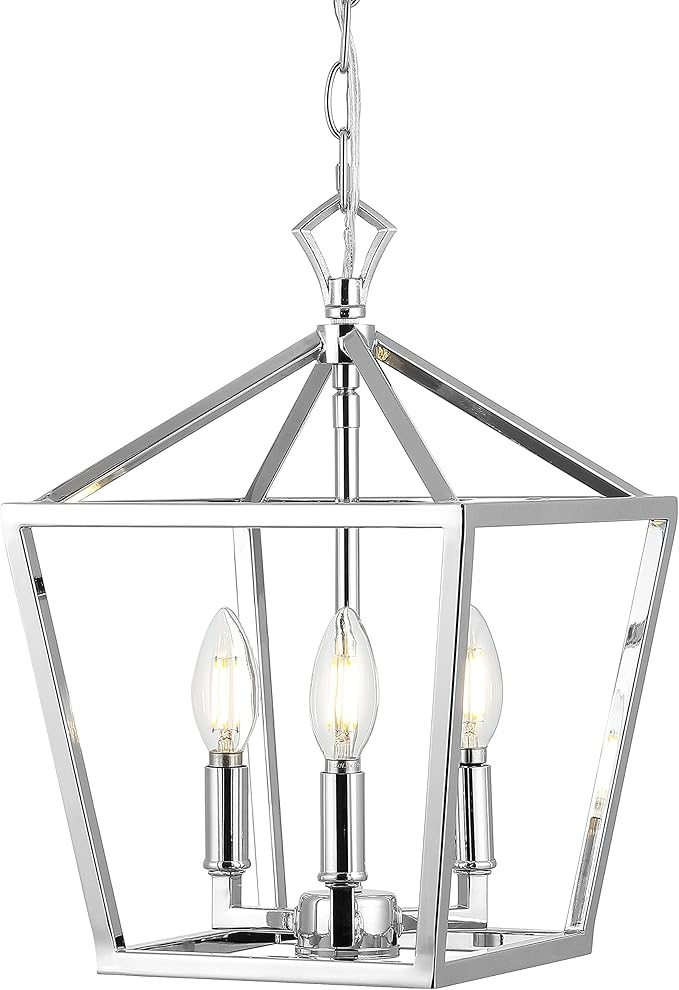 JONATHAN Y JYL7601C Pagoda Lantern Dimmable Adjustable Metal LED Pendant Classic Traditional Farmhouse Dining Room Living Room Kitchen Foyer Bedroom Hallway, 10 in, Chrome