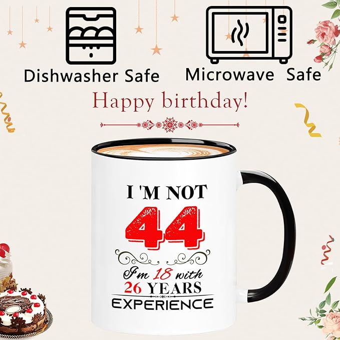 1981 44th Birthday Mug for Women Men, Turning 44 Year Old Birthday Gifts for Mom, Dad, Grandma, Grandpa, Wife, Husband, Daughter, Sister, Best Friends, Coworkers, Her, Him, 11oz Coffee Cup
