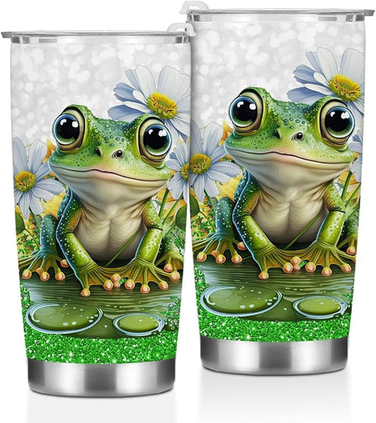 Inspirational Gifts for Women Tumbler, Positive Frog Gifts, Frog Stuff for Women Girls Sister Birthday Christmas, Coffee Mug Stainless Steel Vacuum Insulated Double Wall Travel Cup with Lid, 20oz