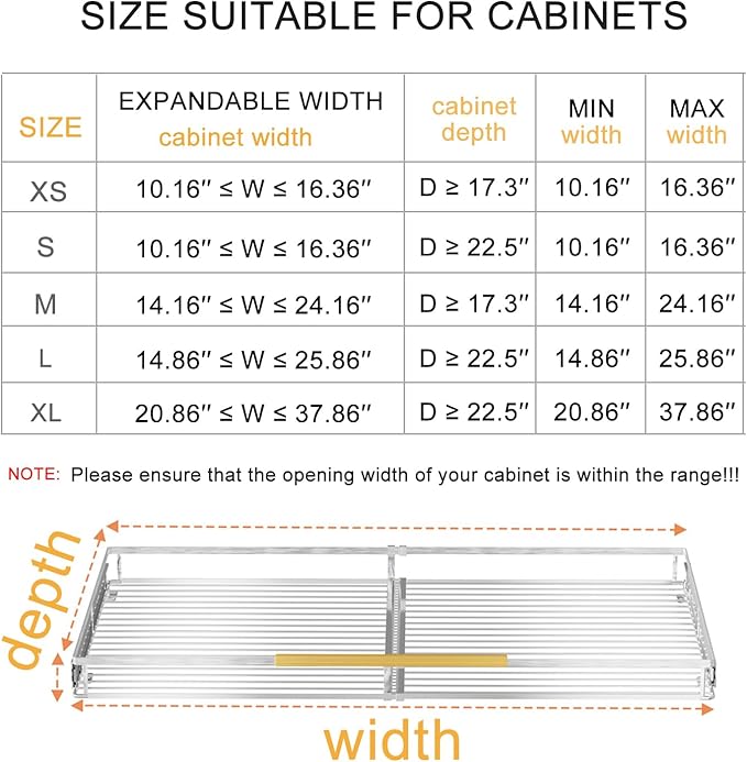 SANNO Expandable Pull Out Cabinet Shelves Organizer Sliding Shelf,Bottom-Mounted Slide Out Cabinet Organizer Expandable Shelf Drawer for Closet, Home, Kitchen, Bathroom(3pack)
