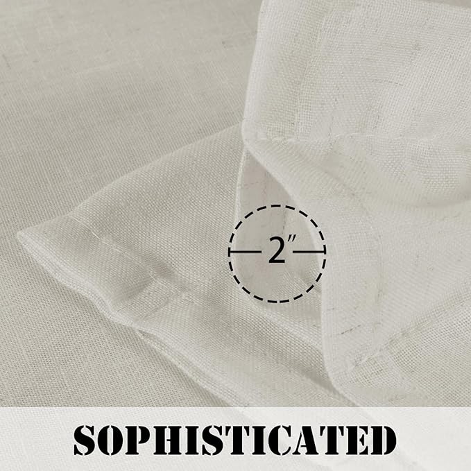 H.VERSAILTEX Linen Curtains Elegant Natural Linen Semi Sheer Curtains Energy Light Filtering Rod Pocket Window Treatments Panels for Living Room (Set of 2, Pale Oak, 52 inch W X 84 inch L)