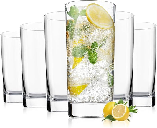 Highball Glasses Set of 6, 13oz Tall Drinking Glasses, Water Glass for Kitchen, Tom Collins Glasses, Mojito Glass Cups, Cocktail Glasses for Bar Glassware