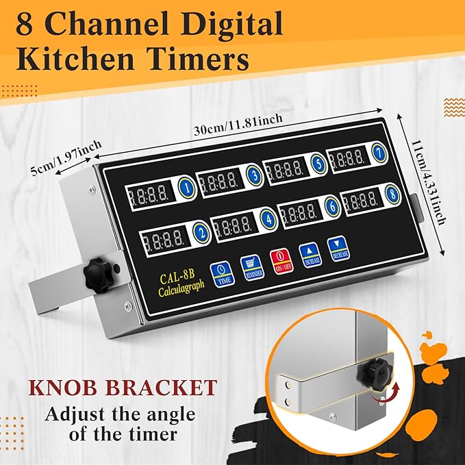 2 Pack 8-Channel Digital Kitchen Timer, Commercial Cooking Timer with Loud Alarm, Large LCD Display, for Restaurants, Baking, Labs, Multiple Independent Countdown Timers