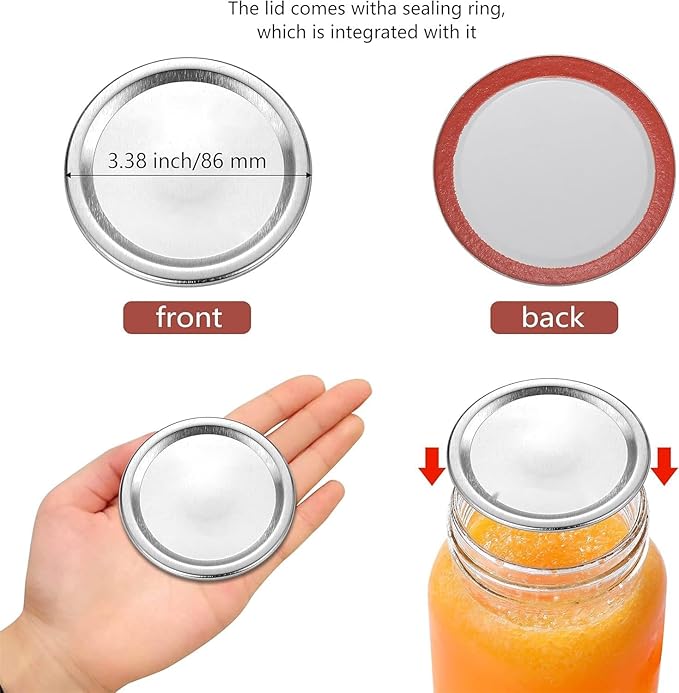 Canning Lids for Ball, Kerr Jars - Split-Type Metal Mason Jar Lids for Canning - Food Grade Material, 100% Fit & Airtight for Regular Mouth Jars (Wide Mouth (100 Pcs))