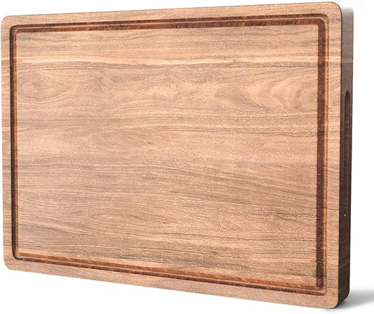 Acacia Wood Cutting Board for Kitchen,20x15x1.2 Inch Butcher Block with Juice Grooves and Side Handles, Large Charcuterie & Chopping Board for Meat Cheese Vegetables Fruit