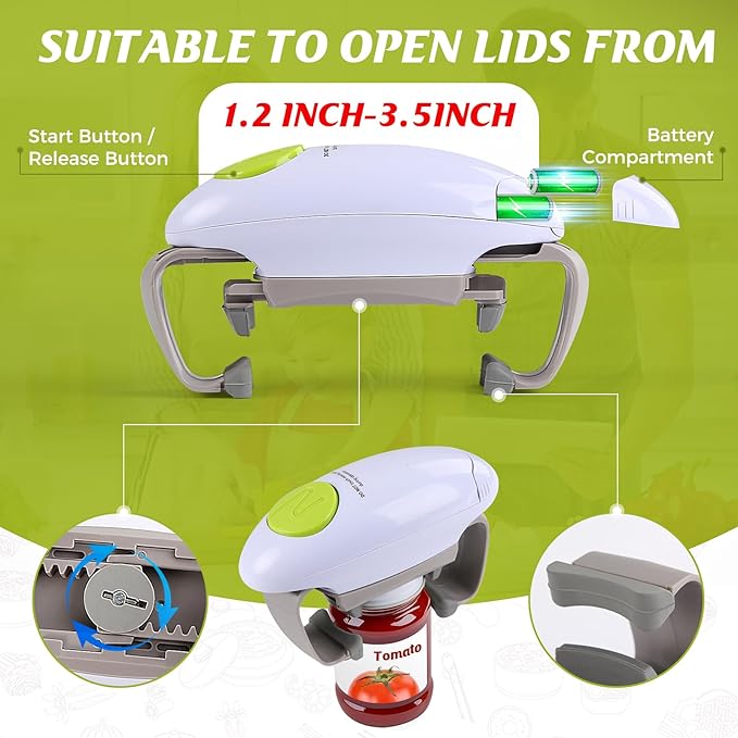Higher Torque and Automatic Electric Jar Opener,One Touch Jar Opener for Arthritis,Weak Hands and Seniors,Convenient and Useful Kitchen Gadgets,Gifts for Seniors