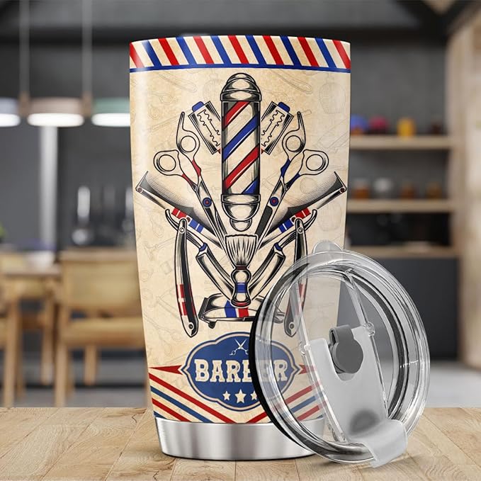 CUBICER Barber Coffee Tumbler Hair Stylist Travel Mug With Lid Appreciation Birthday Gifts For Women Friends Teens Men Boys Coworkers Insulated Cup Stainless Steel Tumblers Funny Quotes