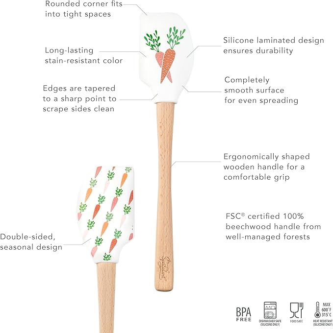Tovolo Carrot Patch Spatulart Spatula, Kitchen Utensil for Food and Meal Prep, Baking, Mixing, Turning, and More