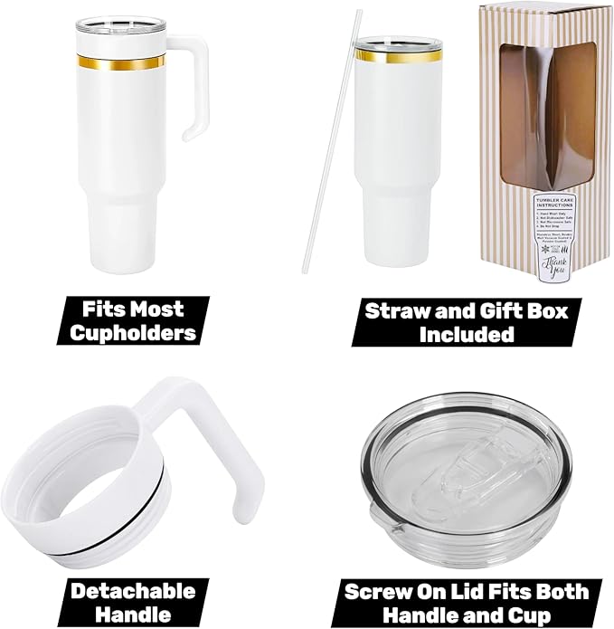 Christian Tumbler 40oz Stainless Steel Insulated Cup with Straw & Handle – Scripture Design Featuring Names of Jesus (Savior, Redeemer, Prince of Peace, Light of the World) (Jesus)