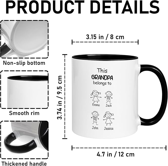 Personalized Dad to Papa Mug - Custom Est Year Coffee Cup for New Grandpa - First Time Grandfather Gift - Custom Grandparent - Keepsake Mug for Him