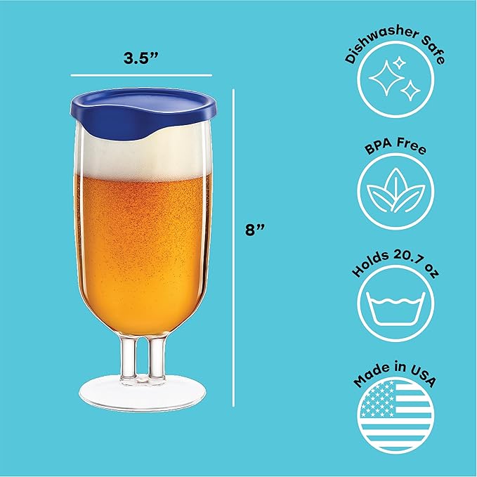 LipLidz Brewtail/Tumbler Glasses, 4 Pack, 20.7 oz Dual-Stemmed BPA-Free Plastic Drinkware with Drink-Through Attachable Lid, Shatterproof, Made in USA (Mango)