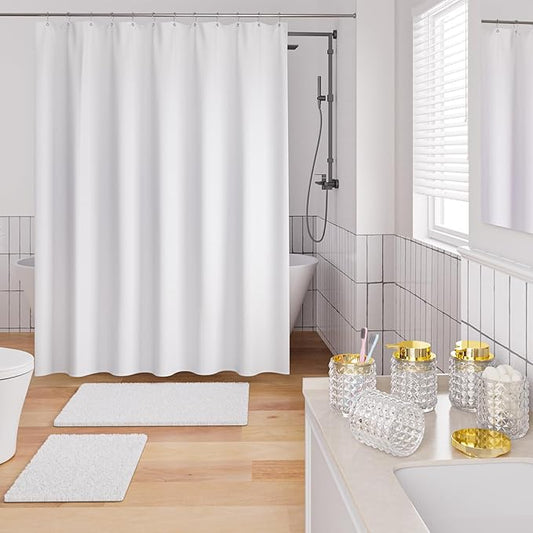 Bathroom Sets with Shower Curtain and Rugs and Accessories, Glass Bathroom Accessories Set Clear Bathroom Set Bathroom Sets, White Bath Mat and Diamond Soap Dispenser for Bathroom Decor