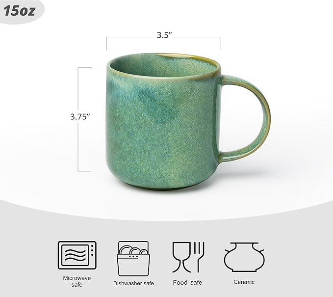 Olé Ceramic Mug Set of 4-15oz Cute Coffee Mugs for Hot Chocolate, Espresso, and Tea, Nordic Style, Dishwasher and Microwave Safe, Gift for Coffee Lovers