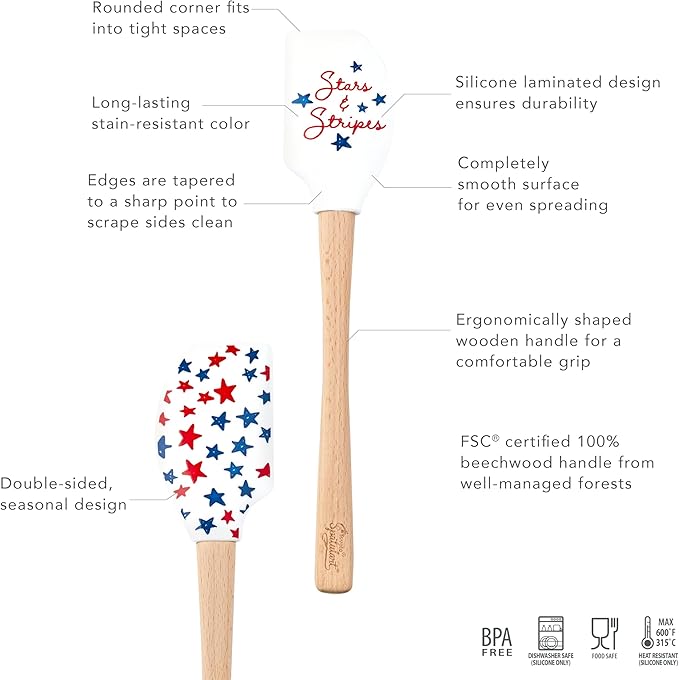 Tovolo Stars & Stripes Spatulart Spatula, Kitchen Utensil for Food and Meal Prep, Baking, Mixing, Turning, and More