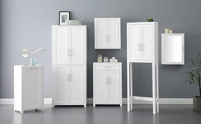 Crosley Furniture Savannah 2-Piece Pantry Storage Cabinet Set with Shelves, Kitchen, Dining, or Laundry Room, White