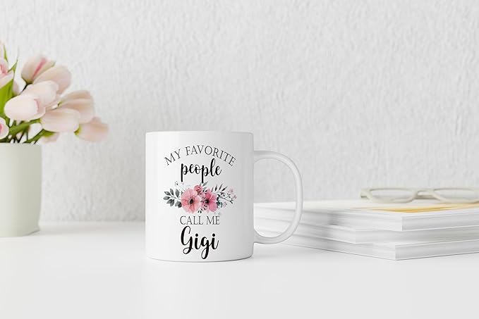 QASHWEY Gigi Mug, Gigi Coffee Mug, GigiGifts for Grandma, Gifts for Gigis, Grandma Mothers Day Mugs Tea Cup Gifts for GrandmaGigi, My Favorite People Call Me GigiCoffee Cups Ceramic 11oz