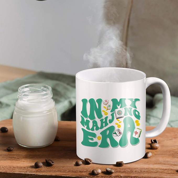 in My Mahjong Era Mug, Mahjong Gifts for Women Coffee Cup Ceramic, Gift for Mah Jong Players Lovers, Mah Jong Accessories Ceramic Coffee Tea Mug 11 oz