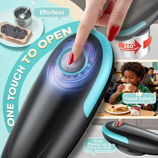 2025 Electric Can Opener, One Touch Automatic Can Opener Fits All Can Size, Handheld Smooth Edge Food Safe Can Openers Electric for Kitchen, Kitchen Gadgets Can Opener for Seniors, Arthritis and Chef