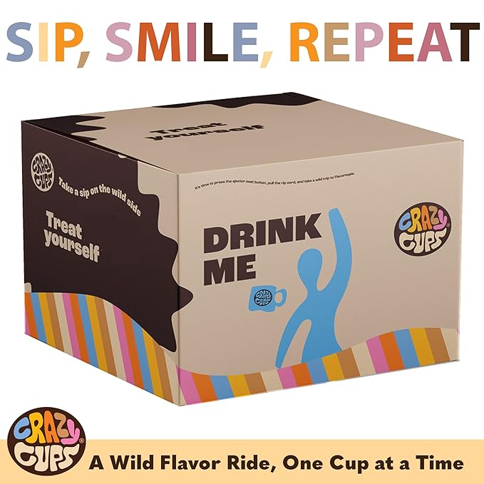 Crazy Cups Flavored Coffee Pods Variety Pack, Medium Roast, Single Serve in Recyclable for Keurig K cups Machines, 50 Count